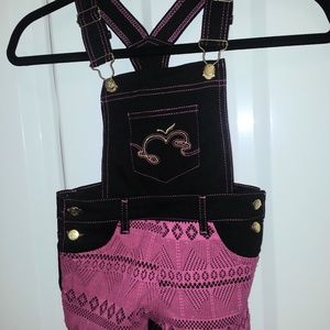 Girl's Apple Bottom overalls pink and black size 4